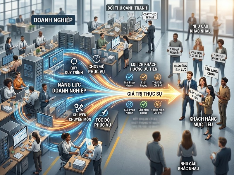 Lợi thế cạnh tranh trong chiến lược marketing định hướng khác biệt và lựa chọn giá trị
